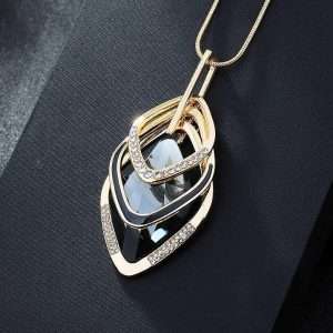 Collar Largo Maxi para Mujer con Colgante Elegante – Collar Artesanal Hecho a Mano en Aleación con Detalles Brillantes, 75 cm